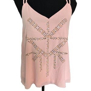 Stoosh blush pink embellished lined tank top with back straps, size S